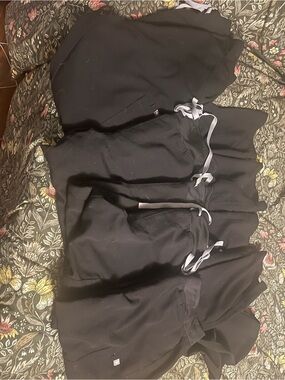 Figs Black Technical Collection Scrub Pants with Gray Logo Print